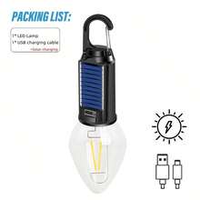 太阳能营地灯 - 500mAh 150LM IPX4 防水带挂钩 - 帐篷/钓鱼/停电应急灯 - USB 可充电夜灯 - 彩色 - 查看 13