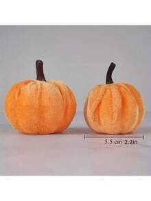 6pcs Faux Velvet Foam Fabric Pumpkins Decoration, Fall Pumpkins Decoration For Home, Assorted Velvet Pumpkins Fake Pumpkins, Artificial Fall Table Decor, Reusable Thanksgiving, Autumn Table Centerpiece, Velvet Craft Pumpkin For Fall Home Farmhouse Harvest Thanksgiving Decorative, Table Centerpiece, Halloween Decorations, Christmas Decoration, - Multicolor - View 3