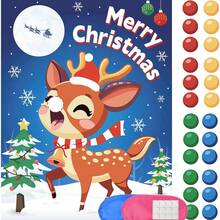 Jeu de Noël "Attache le nez du renne", jeu de fête de Noël, jeux d'anniversaire pour filles et garçons, activités familiales avec bandeau, jeu de voyage pour le Nouvel An, fournitures de fête de Noël, jeu du nez