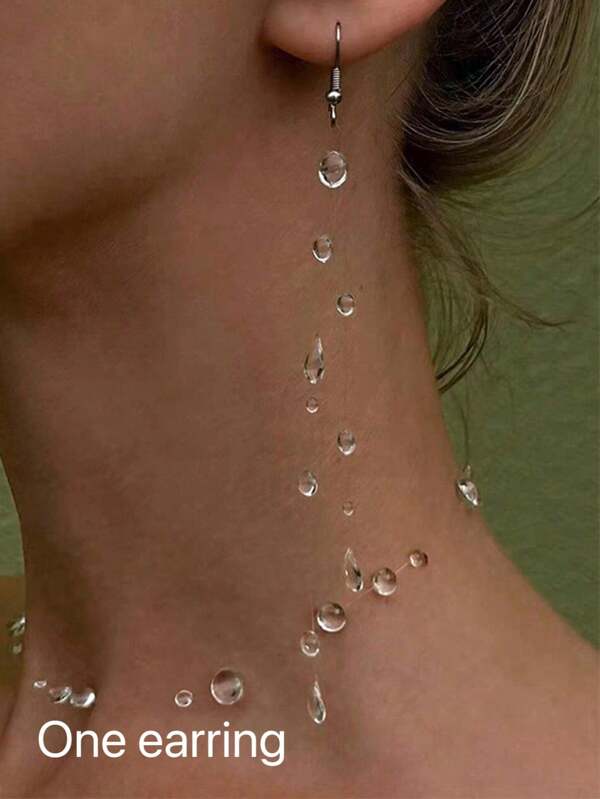 1 pieza Pendientes de gota de resina UV hechos a mano, diseño minimalista y elegante, transparente y realista, adecuado para mujeres, uso diario, vacaciones, fiestas, regalos