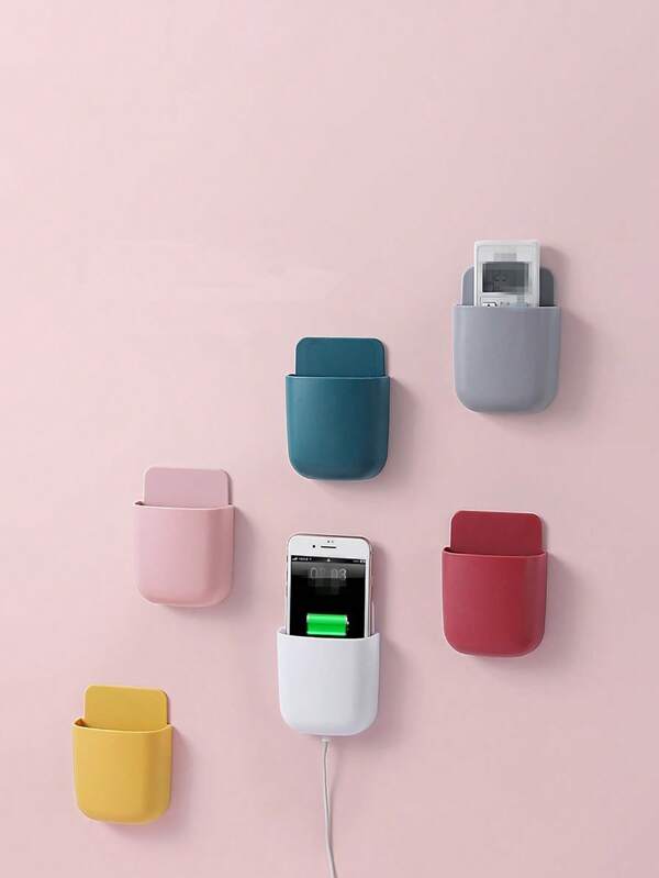 Organisateur de rangement mural pratique et polyvalent - Boîte en plastique adhésive pour téléphones, télécommandes et plus - Parfait pour l'organisation et le rangement à la maison