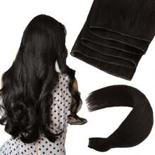 Genius Weft Human Hair Extensions Salon Quality Seamless Sew In Hair Extensions One Piece 50G Straight Hand Tied Invisible Genius Weft Easy To Style Real Human Hair - SNatural - View 11