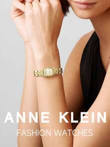 Anne Klein Women's Gold Quartz Bracelet Watch, Light Champagne Dial Watch Suitable For Women, Luxury Fashion Round Analog Wristwatch, Rectangular Wristwatch - Gold 1 - View 3