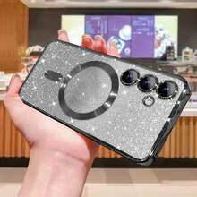 适用于 Galaxy A56 A36 A16 A26 A06 手机壳透明渐变磁吸闪亮电镀软 TPU 全摄像头镜头保护套适用于 Galaxy S21 S22 S23 S24 S25 Ultra Plus / A14 A34 A15 A55 A54 A35 S23 S24 FE 防水防震防摔防刮 - 黑色 - 查看 5