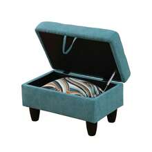 Luxury Teal Blue 3-Piece Plush Fabric Sofa Set With Storage Ottoman | [2 Options]2 Purchase Options: Complete Set With 2 Pillows Or Ottoman Only, Premium Sectional Couch With Solid Wood Frame, Easy Assembly - 綠色 - 查看 9