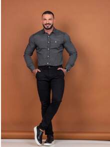 Men's Twill Pants With Elastane Men's Elastane Pants Slim Sport Pants Built-In Pocket Elegant Tailored Pants All Skinny Formal And Evening Photoshoot Daily Night Out Father's Day MEN - 米色 - 查看 3