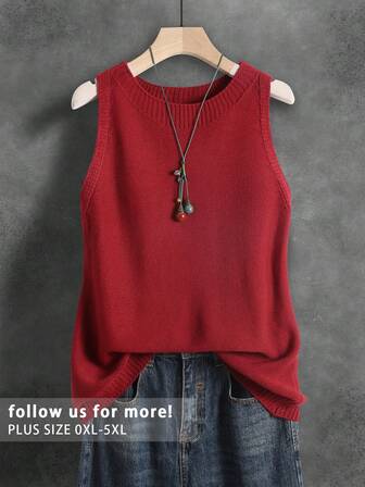 女士/男女通用罗纹针织背心，百搭针织衫，适合日常、旅行、机场、乡村音乐节、运动健身、春夏穿着。