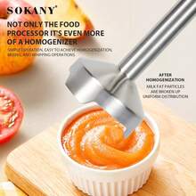 SOKANY 四合一电动搅拌机，500W 大功率，双速调节，可拆卸底座。包含主机、搅拌桨、打蛋器、绞肉碗和绞肉杯。适用于打发、混合肉类、制作婴儿辅食和榨汁。是家庭和酒店使用的理想之选，也可用于制作水果食品补充剂。 - 英規插(220-240V) - 查看 6