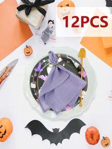 2/6/12/240 pièces Serviettes de couleur unie simples pour Halloween, lavables et réutilisables, convenant pour les fêtes, le salon, la salle à manger, la décoration de la maison