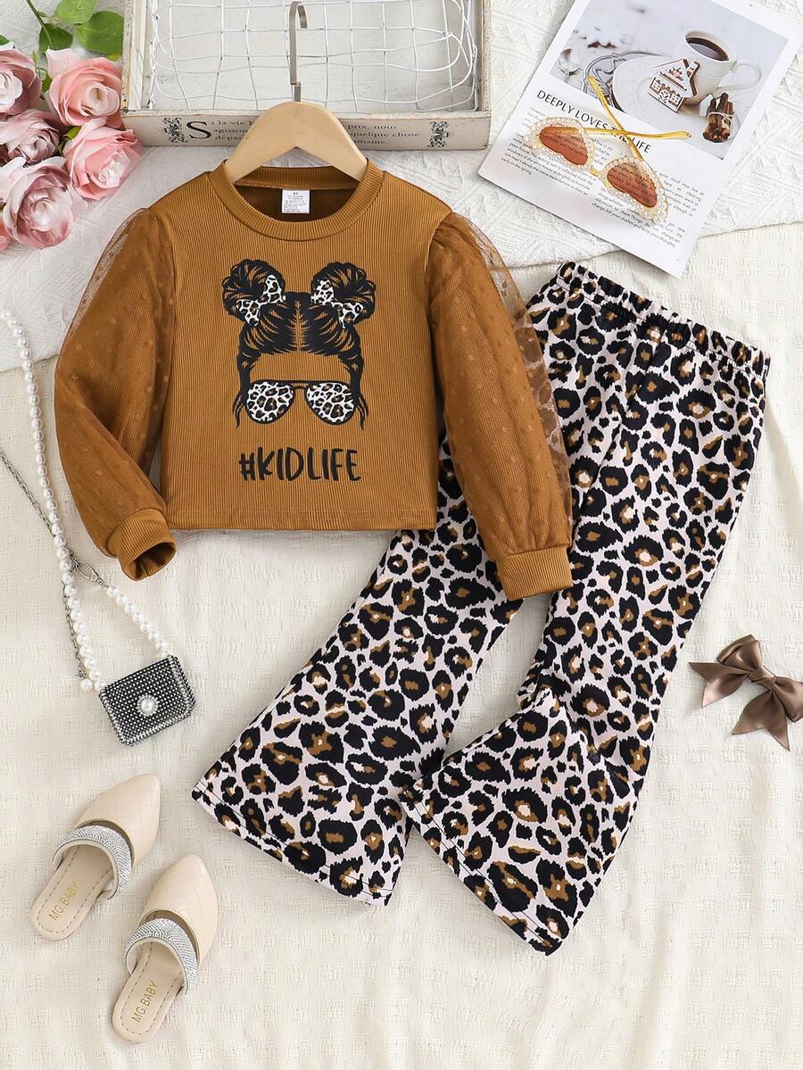 2pcs Girls' Spring/Autumn Fashion Outfit Set, Includes Letter ...