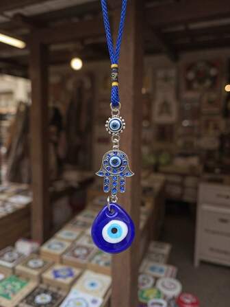 1pc Devil's Eye Blue Eyes Diamond Set Lucky Decoration Pendant Keychain Car Hanger