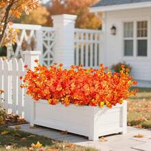 20 paquetes de flores artificiales para decoración al aire libre, plantas de plástico falsas resistentes a los rayos, arbustos de flores falsas para primavera, verano, jardín, porche, ventana, decoración del hogar, color mixto - Naranja Amarillo - Ver 5