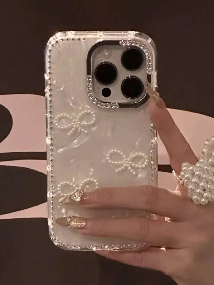 1pc Luxury Electroplated Rhinestone Edged Shiny Star Transparent Full Body Shockproof Phone Case, Compatible With IPhone 17/17 Air/17 Pro/17 Pro Max, 16, 16 Pro, 16 Plus, 16 Pro Max, 15, 14, 14 Pro Max, 13, 12, 11