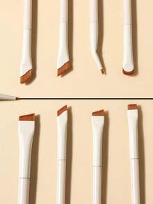 Set de 9 piezas de brochas de maquillaje para sombras de ojos, difuminador, delineador de ojos y herramientas de maquillaje completas - Blanco - Ver 5