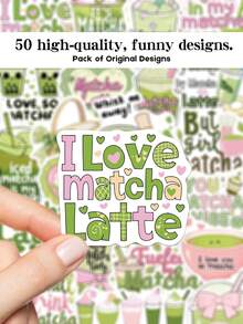 YWWBLD 50 张 Matcha Girly 贴纸非常适合节日礼物派对和家居装饰班级奖励生日礼物装饰剪贴簿笔记本电脑行李吉他水杯手机壳 DIY 贴花 - 彩色 - 查看 5