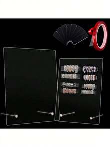 1 Bảng trưng bày nghệ thuật làm móng trong suốt, Bảng trưng bày mẫu móng tay giả bằng acrylic, Bảng trưng bày sơn móng tay để thiết kế nghệ thuật làm móng, Bảng thực hành làm móng chuyên nghiệp tại tiệm làm móng - Trong sáng - Xem 2