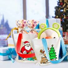 6/12/36 piezas Bolsas de regalo para colorear con temática navideña, incluye Papá Noel, renos y otros patrones divertidos, manualidades de pintura y coloreo, bolsas de obsequio, regalos de Navidad, decoraciones navideñas (no incluye bolígrafos de colores)