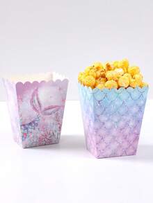 10 件美人鱼主题爆米花盒、食品盒、美人鱼生日派对装饰、美人鱼主题派对薯片盒、炸鸡盒、饼干盒、宝贝淋浴装饰甜点盒、甜甜圈展示盒、婚礼装饰糖果盒 - 美人魚 - 查看 9