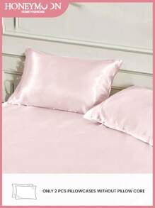 2个装高级丝滑缎面信封式枕套，柔软透气，不易起皱，呵护秀发肌肤，提升睡眠质量，不含枕芯，珊瑚粉色，通过Oeko-Tex认证 - 珊瑚粉 - 查看 2
