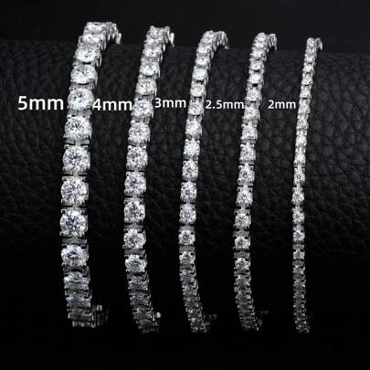 Ondia One 新款 2mm-5mm 100% 莫桑石网球手链 D 色 925 纯银镀白金钻石测试通过珠宝带有 GRA 证书适合女性的礼物。