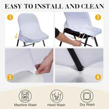 30/60/90/120PCS Stretch Spandex Folding Chair Cover Folding Kitchen Chair Cover, Universal Washable Sofa Cover Protective Cover, Detachable Chair Cover, Suitable For Wedding Party Restaurant Banquet Events - 黑色 - 查看 6