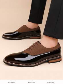 زوج من أحذية أكسفورد الرسمية ذات اللون الأحادي للرجال، من جلد البولي يوريثان بطراز بريطاني، أحذية رسمية مناسبة للمنزل وجميع المواسم