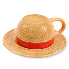 4 Types Straw Hat Coffee Mug With 250-300ML - Ceramic Tea Milk Cup With Plate,Cup - Office, Home Use - Ideal Gift For Christmas, Birthday, Anniversary--Halloween, Birthdays, Or As Daily Coffee Mugs. It's A Perfect Gift For Family And Friends - A - 查看 3