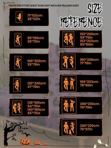 1 pieza Sábana ajustable con estampado de calabaza y gatito, suave y transpirable, diseño de bolsillo profundo, protector de colchón transpirable y anti-pelusas, a prueba de polvo y antideslizante para todas las estaciones, se ajusta a colchones de tamaño individual/doble/queen/king, lavable a máquina