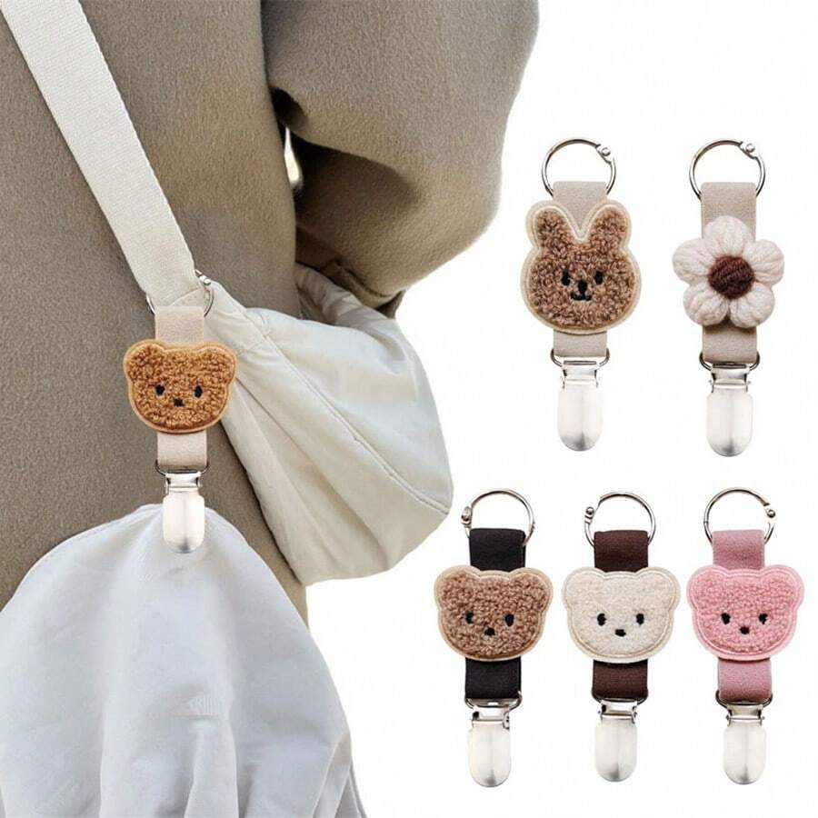 可爱熊帽夹 - 免提帽子夹，适合旅行和海滩，通用夹可防止丢失并节省包包空间，再也不会在婴儿车、背包或包上丢失帽子 - 彩色 - 查看 1
