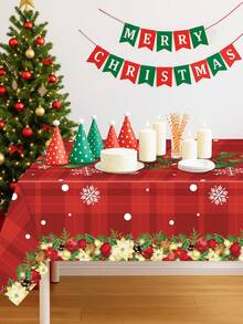 1件圣诞桌布，饰有圣诞花、雪花和圣诞树图案，适用于桌布、圣诞派对装饰、房间装饰、餐桌装饰、圣诞餐桌装饰、家居圣诞装饰、圣诞快乐装饰、圣诞厨房桌旗、圣诞装饰品、2026新年装饰、桌面装饰、圣诞装饰、圣诞礼物、圣诞装饰