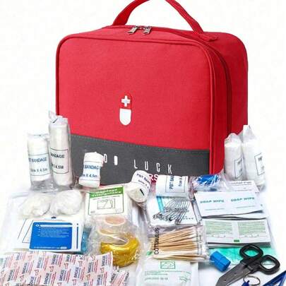 1PC Multi Functional Fabric Big Medicine Bag, Portable And Portable Medical Emergency Kit, Outdoor Travel Medicine Bag, Dormitory Emergency Medicine Storage Bag (Multi-Color Optional)