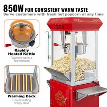 Popcorn Maker 8 Oz Popcorn Machine With Cart 850W 48 Cups Red - 查看 4