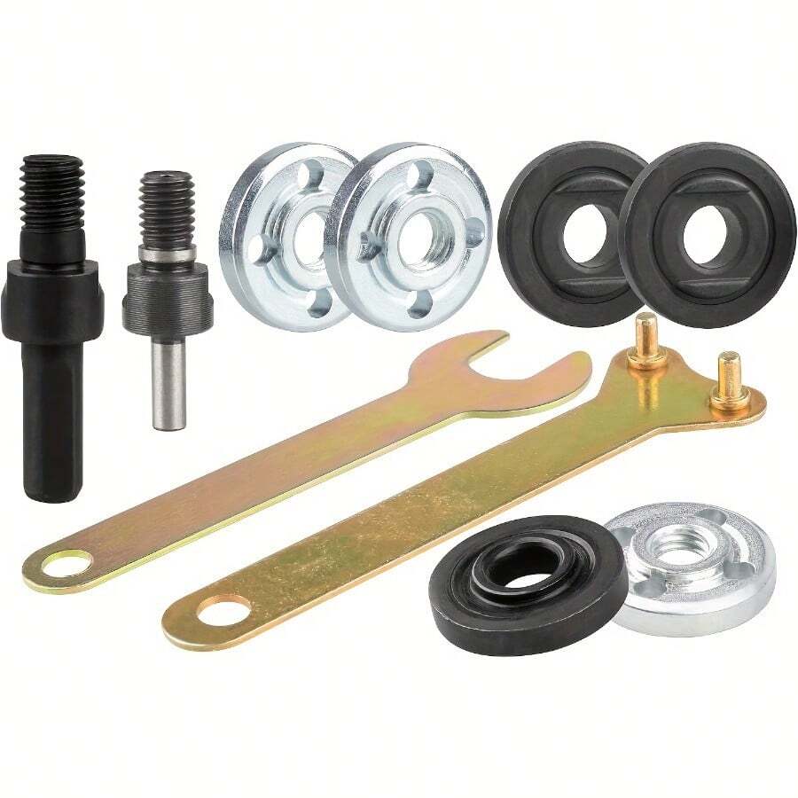 Angle Grinder Adapter Kit With Electric Drill Conversion - Includes 6mm & 10mm Mandrels, Spanner, And Variable Shaft Coupler Tool - 10pcs - View 1