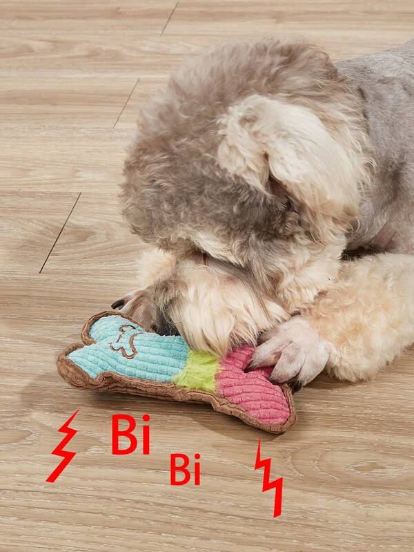 1pc Random Color Plush Squeaky Corn Kernel & Bone Shaped Pet Toy, Suitable For Medium & Small Dogs And Cats, For Pet Teething, Chewing, Boredom Relief