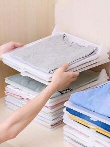 1/5/10/20 件可折叠衣物收纳盒，可堆叠节省空间的衬衫和裤子分类收纳架，带盖家用厨房篮子盒，方便取用，整洁，用于家庭整理、洗衣整理和储存的箱子和容器 - 白色 - 查看 4