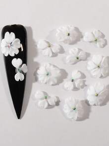 12 件 3D 手工花瓣美甲配件精美亚克力美甲配件指甲水宝石设计 3D 花朵美甲装饰 DIY 美甲首饰女士女孩美甲用品指甲美甲饰品 - 彩色 - 查看 6