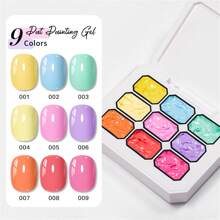 MEET ACROSS 9 Colors Pat Painting Gel Nail Polish, Pink Patting Glue Smudge Canned High Saturation Popular Semi-Solid Nail Polish Glue Nail Salon Special Manicure Nail Supplies Halloween Nails