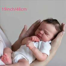Muñeca bebé recién nacida realista de 19 pulgadas/48 cm, Body completo de vinilo con tacto suave, piel pintada a mano en 3D con vasos sanguíneos visibles, muñeca de arte hecha a mano como un bebé real, gran regalo de cumpleaños/Navidad para tus hijos
