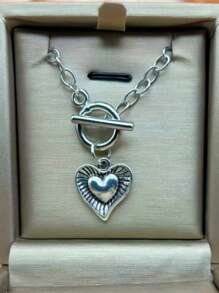 1 件时尚银色金属链多层项链，创意粗链设计，适合派对和日常佩戴 - 銀色 - 查看 2