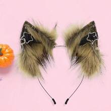 Animal Ears Headband Clip-On, Handmade Fox Wolf Cat Ears For Cosplay Gothic Punk Accessories - 黃色 - 查看 4