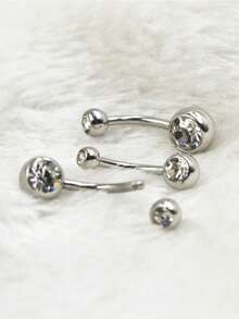 1 قطعة خاتم سرة من الفولاذ المقاوم للصدأ 14 قيراط، مرصع بالزركونيا المكعبة، مجوهرات خرم السرة الأنيقة والكلاسيكية، مناسبة للارتداء اليومي، خيارات طول المحور: 6/8/10/12/14/16/18 ملم، مناسبة للعطلات والارتداء اليومي، خاتم سرة مرصع بالزركونيا المكعبة البيضاء - متعدد الألوان - مشاهدة 5