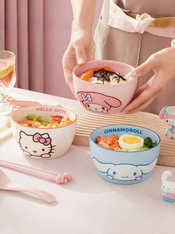 Sanrio Sanrio 1 peça original Sanrio Hello Kitty, Kuromi, Big Ear Dog, My Melody New Fashion Lunch Bowl, caixa de frutas, tigela de almoço, utensílios de mesa fofos para gatinhos, adequados para uso doméstico, acampamento ao ar livre, prato de frutas. Presente perfeito. Adicione proteção de bolhas à embalagem para garantir que as mercadorias cheguem com segurança ao seu endereço.