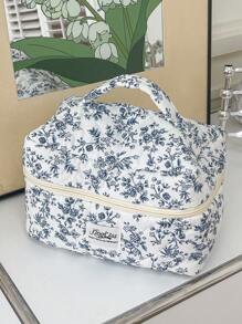 1 件/套 韩式黑色碎花系带装饰可爱化妆包化妆包套装大号便携式收纳袋化妆包护肤包多功能收纳化妆品、护肤品、护手霜、防晒霜、指甲油、珠宝、耳机、小物件婚礼伴娘礼物生日礼物送给姐妹、爱人和朋友的礼物情人节礼物化妆包化妆包化妆盒旅行必需品邮轮必需品通勤必需品