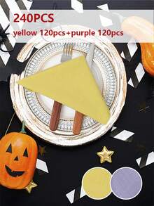 2/6/12/240 pièces Serviettes de couleur unie simples pour Halloween, lavables et réutilisables, convenant pour les fêtes, le salon, la salle à manger, la décoration de la maison