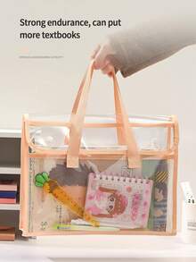 1 حقيبة يد مزدوجة الطبقة بحجم A4، ملف مجلد شفاف متعدد الوظائف سميك، حقيبة واجبات منزلية للطلاب مقاومة للماء من البي في سي، منظم مكتبي سعة كبيرة بتصميم بسيط، مستلزمات قرطاسية بفواصل موضوعية، مناسبة للتنقل اليومي - متعدد الألوان - مشاهدة 7