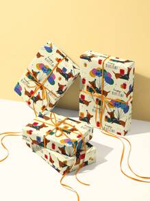 1 Roll - Cute Puppy Pattern - Yellow System - Puppy Theme Wrapping Paper - 43.2cm*500cm - Suitable For Birthday, Celebration Party