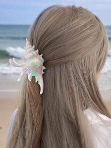 Pinza para el cabello con conchas marinas de colores, accesorio para el cabello de gran tamaño y antideslizante con estilo oceánico para vacaciones en la playa, elegante accesorio para el cabello tipo garra para mujeres, accesorio para peinado de ola oceánica semi-recogido para vacaciones en la playa, pasador de estilo bohemio, dulce y elegante de moda para mujeres
