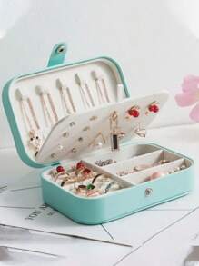 1 Stück PU-Leder wasserdichte Schmuckbox, Reise-Schmuckaufbewahrung, multifunktionaler geschichteter Schmuckorganizer, Haushaltsorganizer, Mehrzweck-Accessoire-Box, Kosmetikaufbewahrungsbox, Parfümaufbewahrungsbox, abnehmbare Schmuckausstellungsbox, mehrstöckige Schmuckbox, zum Aufbewahren von Ringen, Augenbrauenstiften, Ohrringen, Ringen, Halsketten, Augenbrauenstiften, Lippenstiften, Armbändern, ideal als Halloween-, Weihnachts-, Geburtstags-, Einschulungs- oder Herbstdekoration