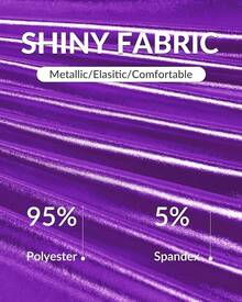 Girls Metallic Skater Skirt Sparkly Shiny Flared Pleated A-Line Mini Skort - Màu tím - Xem 3