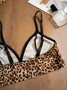 3pcs/Set Women Leopard, Heart, Cherry Print Comfortable Lingerie Set - Multicolor - View 5